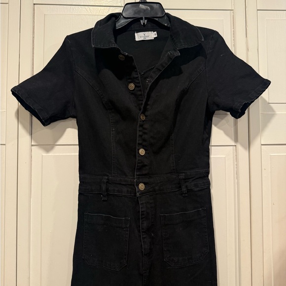 Windsor black denim jumpsuit flare leg size small like new - Picture 4 of 5